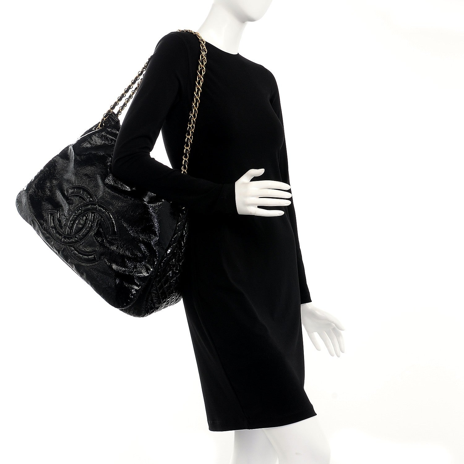 Chanel Vinyl XL Rock and Chain Flap Black 2 of 7