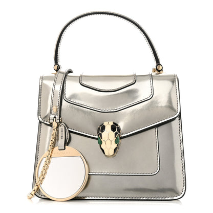 Bulgari Metallic Calfskin Serpenti Forever Top Handle Silver 1 of 12