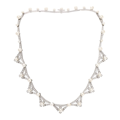 Tiffany Platinum Diamond Akoya Pearl Floret Necklace 3 of 5