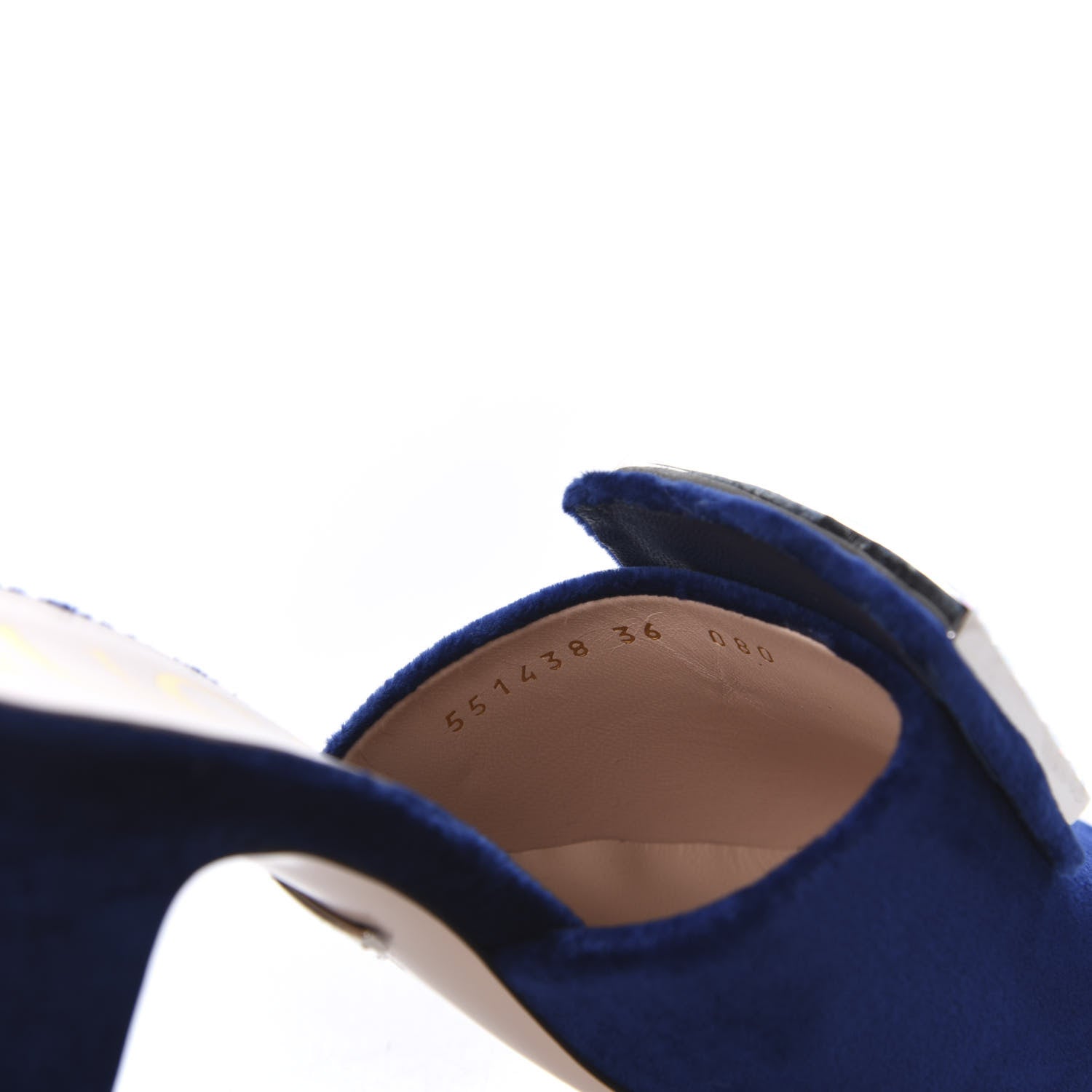 Gucci Velvet Crystal Square G Madelyn Mules 36 Cobalt Blue 8 of 11