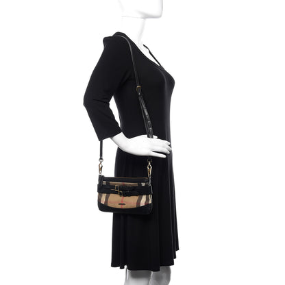 Burberry House Check Bridle Calfskin Peyton Crossbody Black 2 of 11