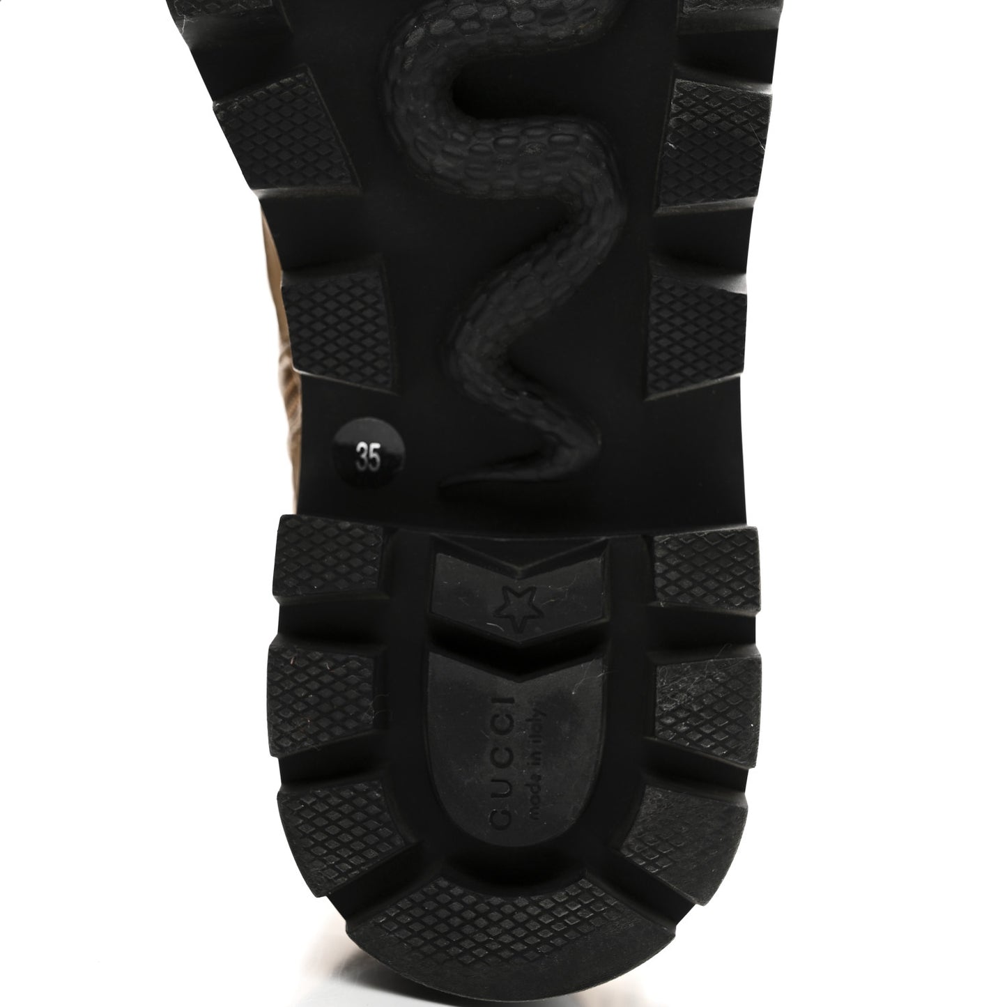 Nappa Frances GG Matelasse Platform Combat Boots 35 Natural Tan