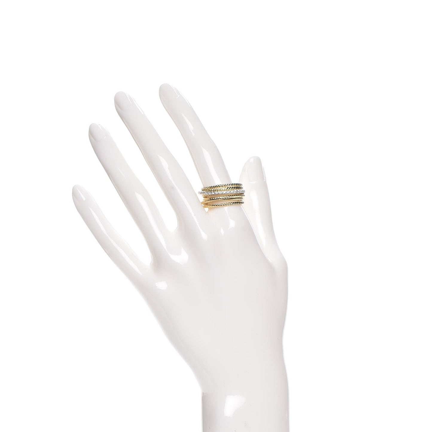 18K Yellow Gold Diamond 11mm Wide Crossover Ring 57 8