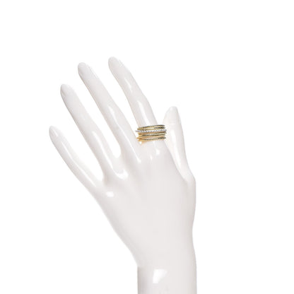 David Yurman 18K Yellow Gold Diamond 11mm Wide Crossover Ring 57 8 2 of 5
