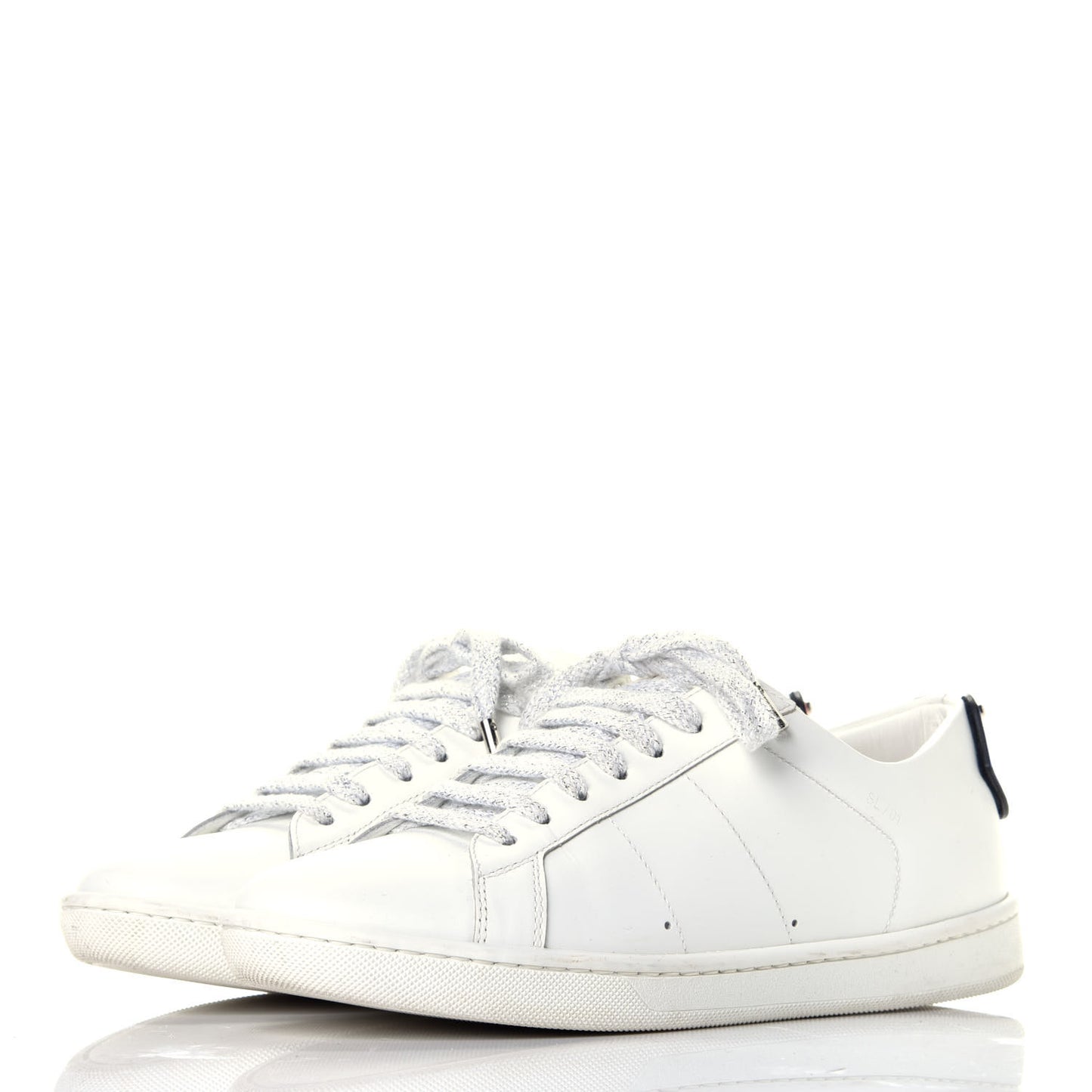 Calfskin Metallic Ayers Signature Court Lips Sneakers 36 Optic White