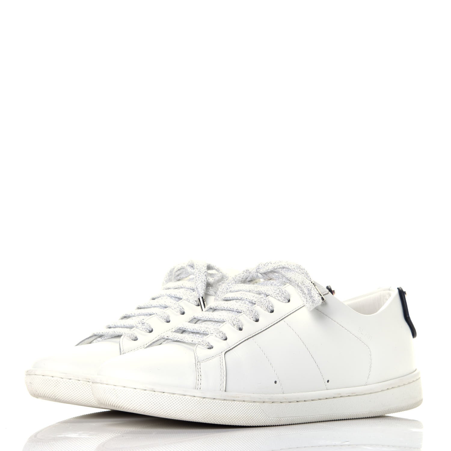 Saint Laurent Calfskin Metallic Ayers Signature Court Lips Sneakers 36 Optic White 3 of 10