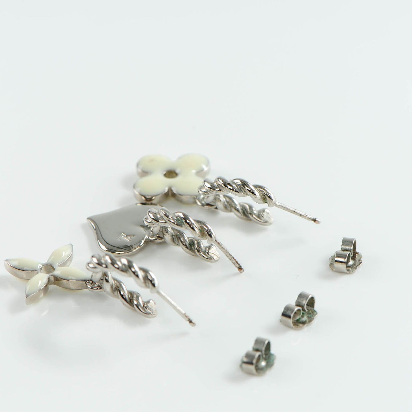 Sweet Monogram Earrings White