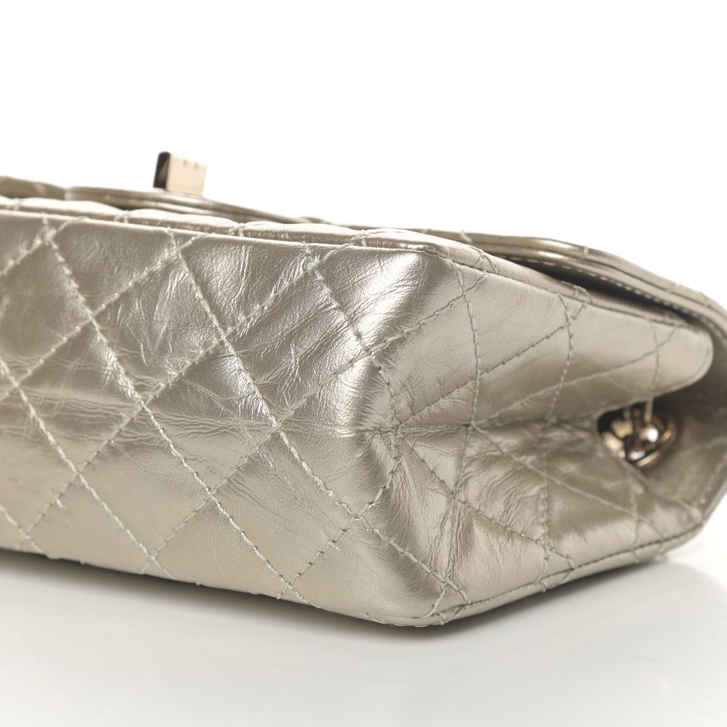 Metallic Aged Calfskin Quilted 2.55 Reissue Mini Flap Light Gold