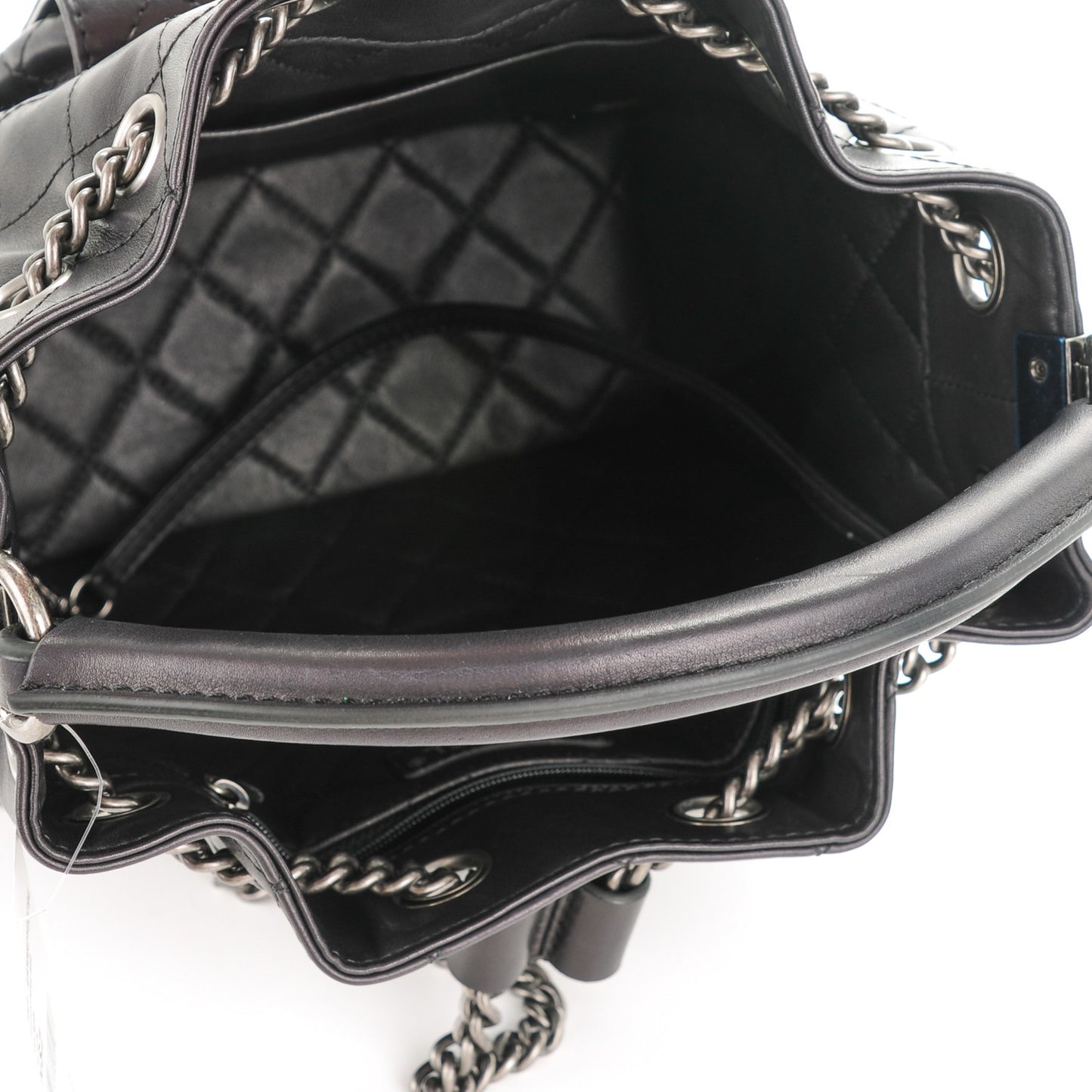 Calfskin Stitched Medium Urban Luxury Drawstring Backpack Black