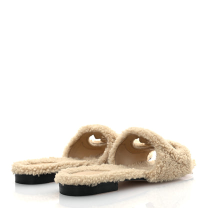 Gucci Shearling Interlocking G Cut Out Slide Sandals 36.5 Butterscotch 5 of 10