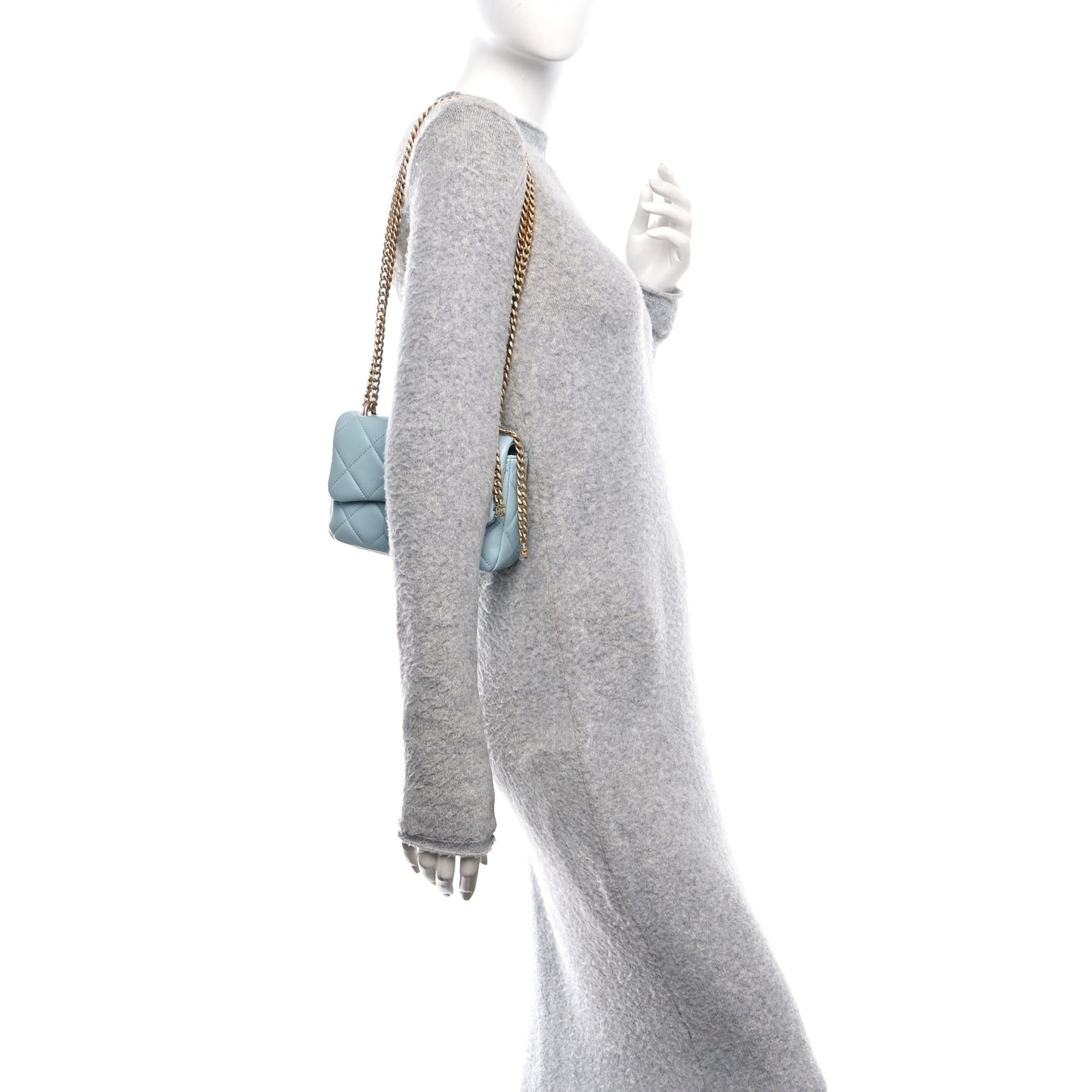 Lambskin Enamel Quilted Mini Pending CC Square Flap Light Blue