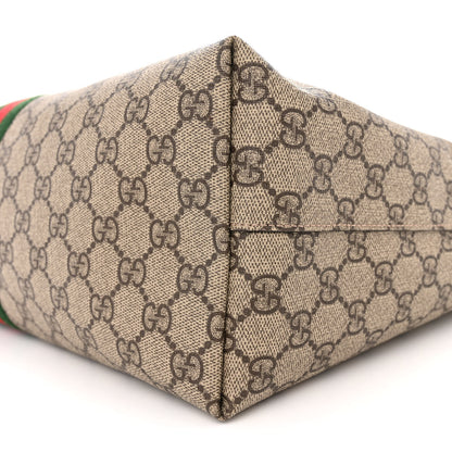 Gucci GG Supreme Monogram Textured Calfskin Web Medium Ophidia Shopping Tote Beige Ebony New Acero 11 of 11