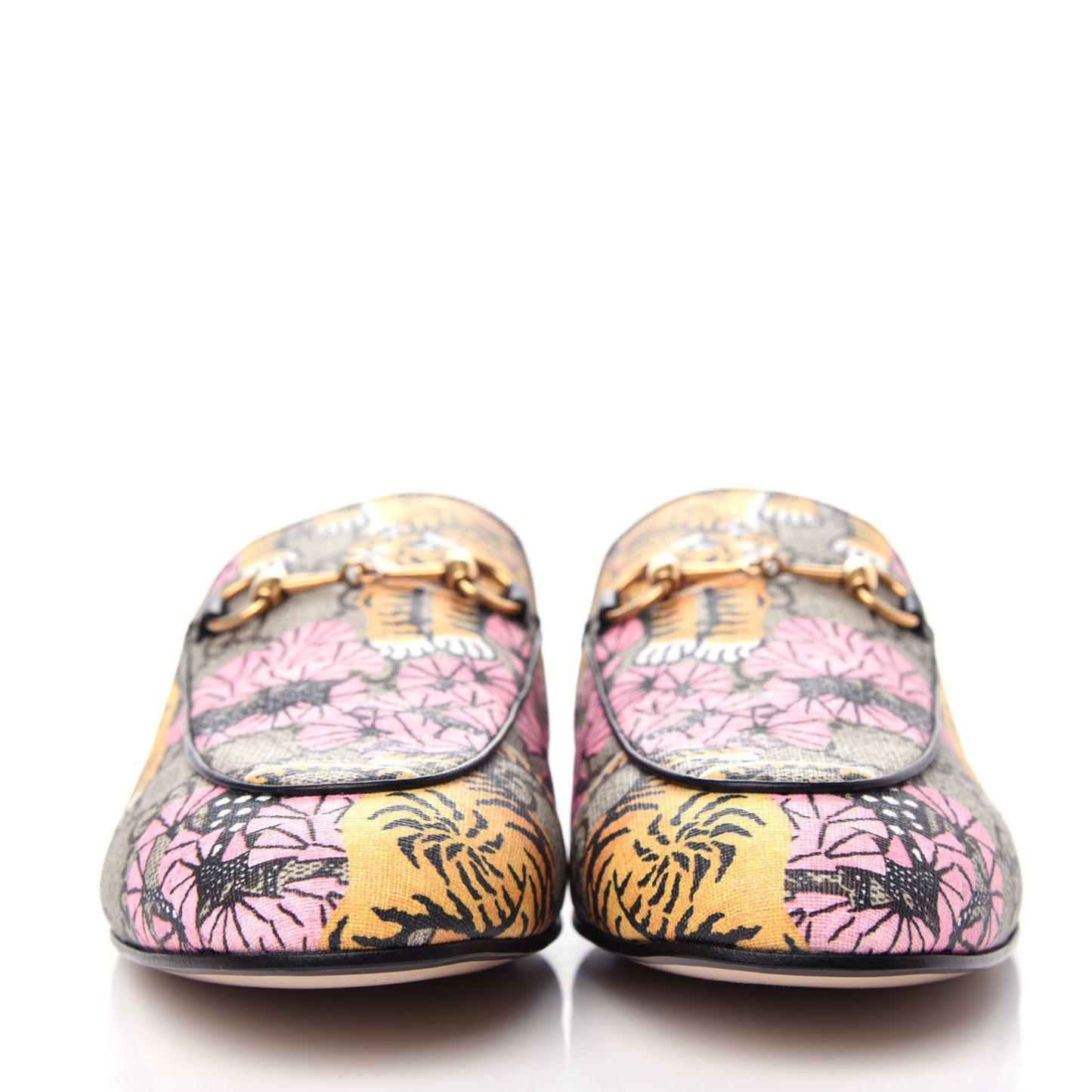 GG Supreme Monogram Bengal Womens Princetown Slippers 39.5 Beige Crop Pink
