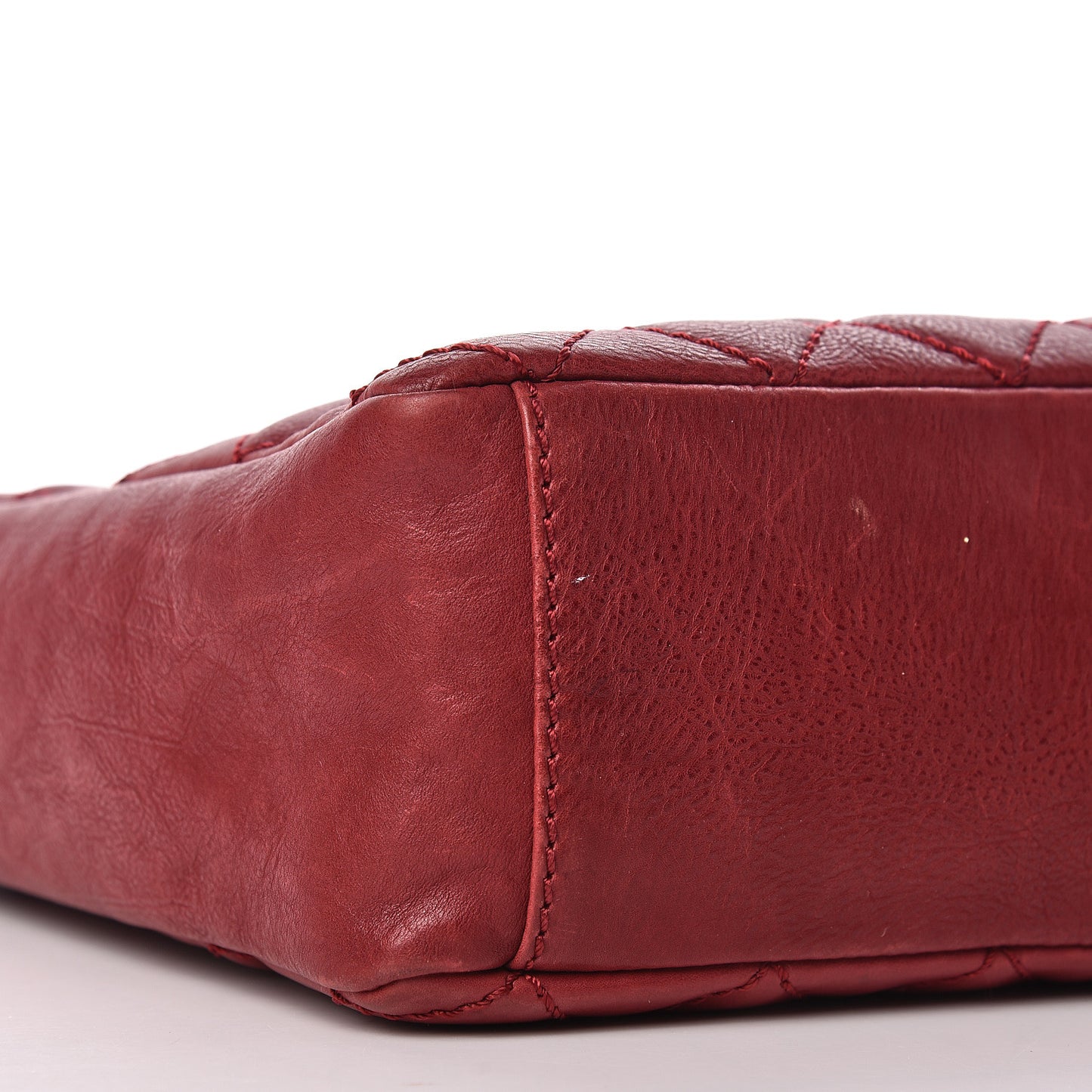 Calfskin Quilted Petit Shopping Tote PST Dark Red