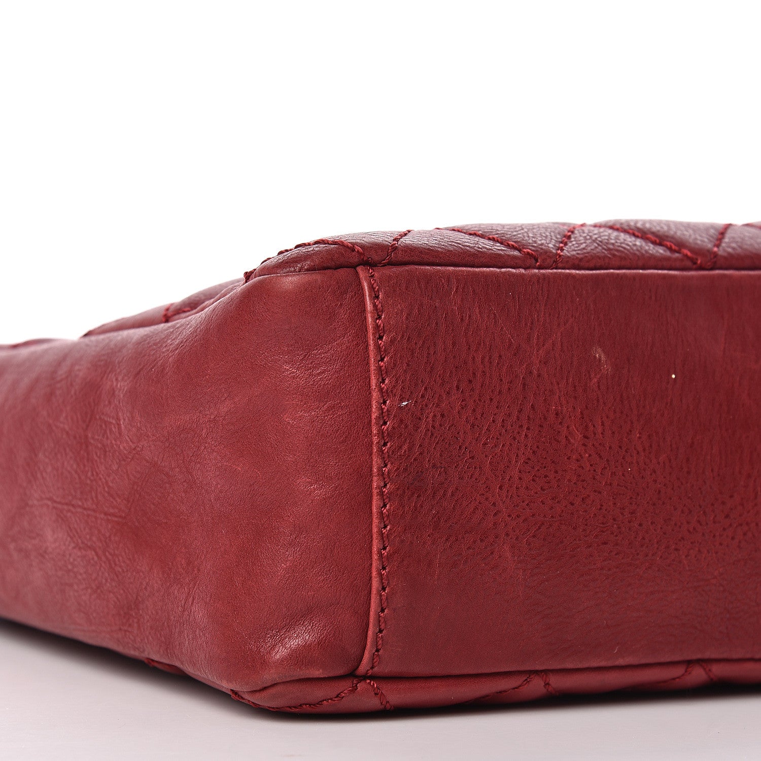 Chanel Calfskin Quilted Petit Shopping Tote PST Dark Red 9 of 14