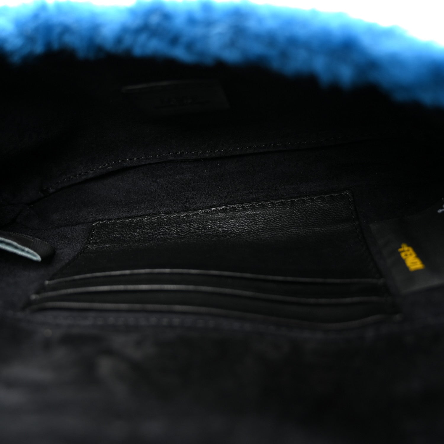 Fendi Shearling Nappa Mini Be Baguette Shoulder Bag Blue Black 5 of 12