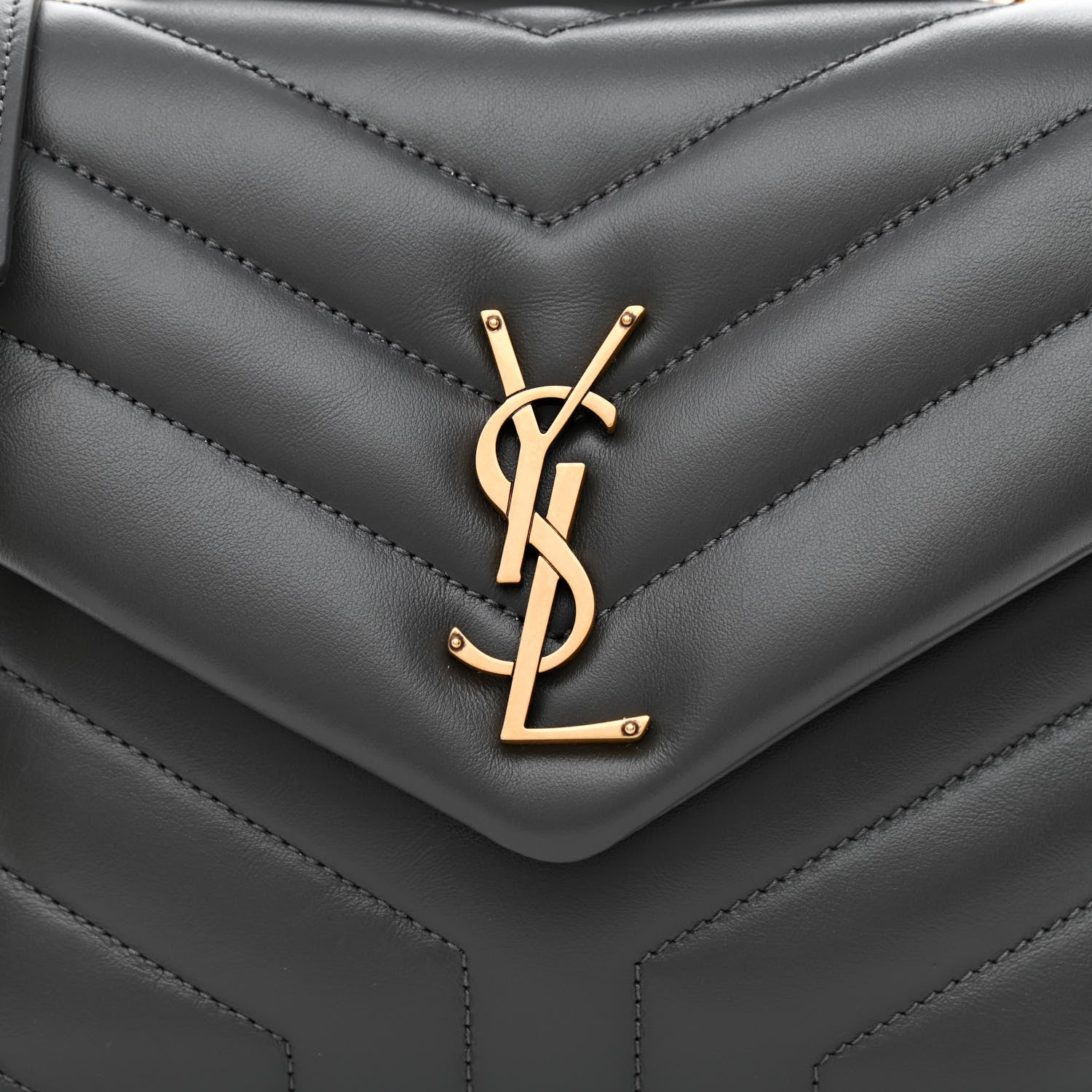 Saint Laurent Calfskin Y Quilted Monogram Small Loulou Chain Satchel Storm 8 of 10