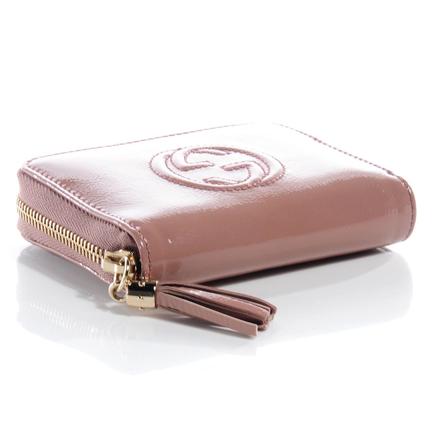 Patent Soho Compact Disco Zip Around Wallet Dark Cipria