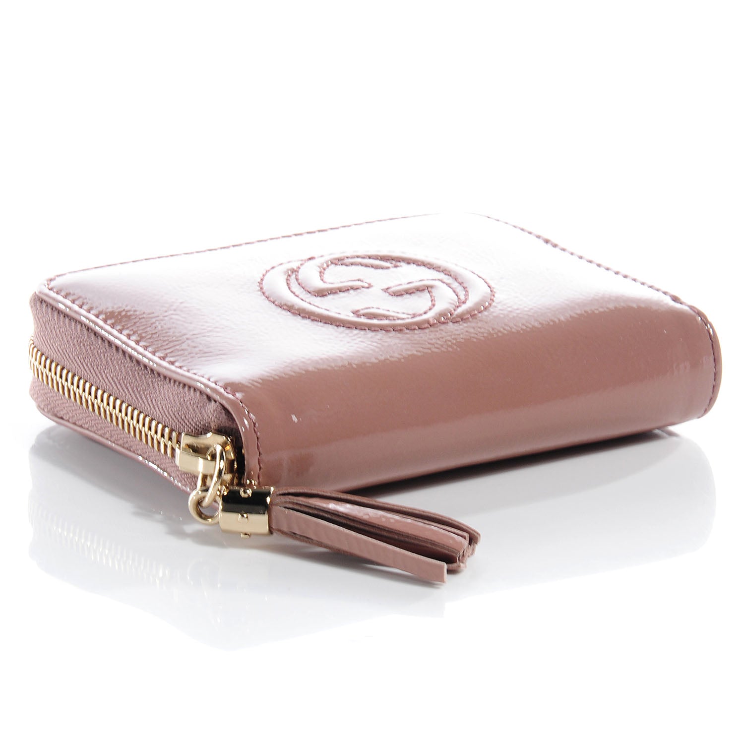 Gucci Patent Soho Compact Disco Zip Around Wallet Dark Cipria 4 of 8