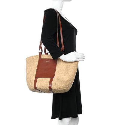 Chloe Raffia Calfskin Large Basket Tote Tan 2 of 9