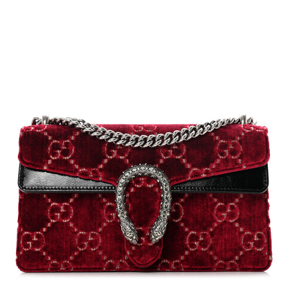 Gucci Velvet Skipper Crystal GG Monogram Small Dionysus Shoulder Bag Red Cipria Black Black Diamond 1 of 9