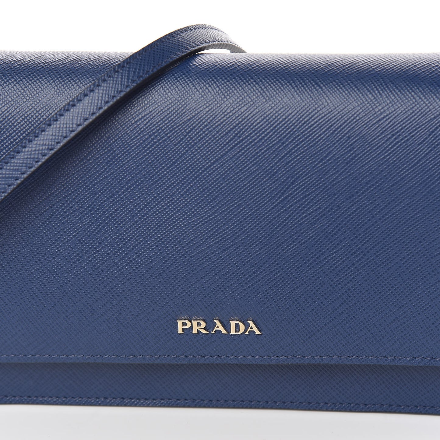 Saffiano Lux Flap Wallet with Strap Bleuette