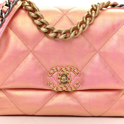 Chanel Iridescent Calfskin Quilted Medium Chanel 19 Flap Pink 8 of 11