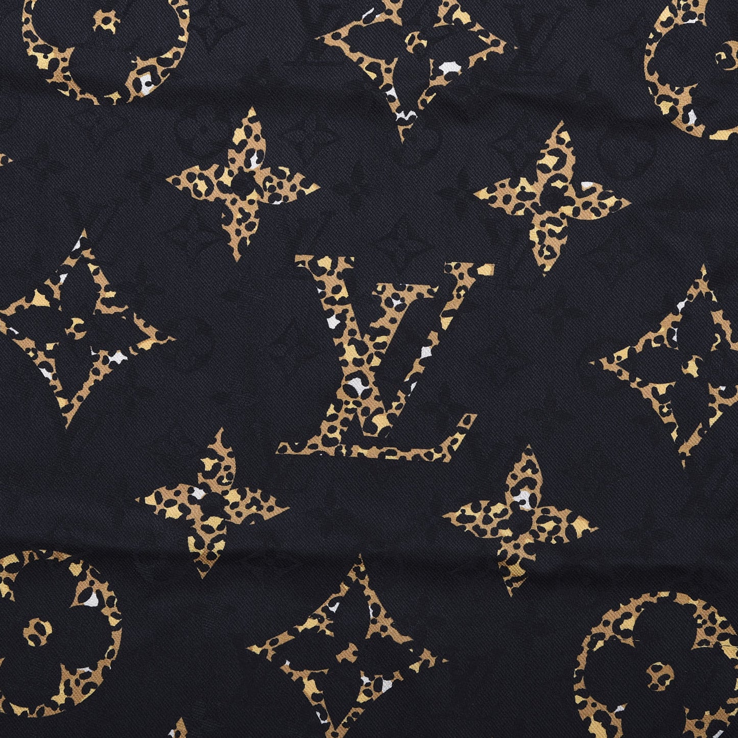 Wool Silk Monogram Giant Jungle Shawl Black