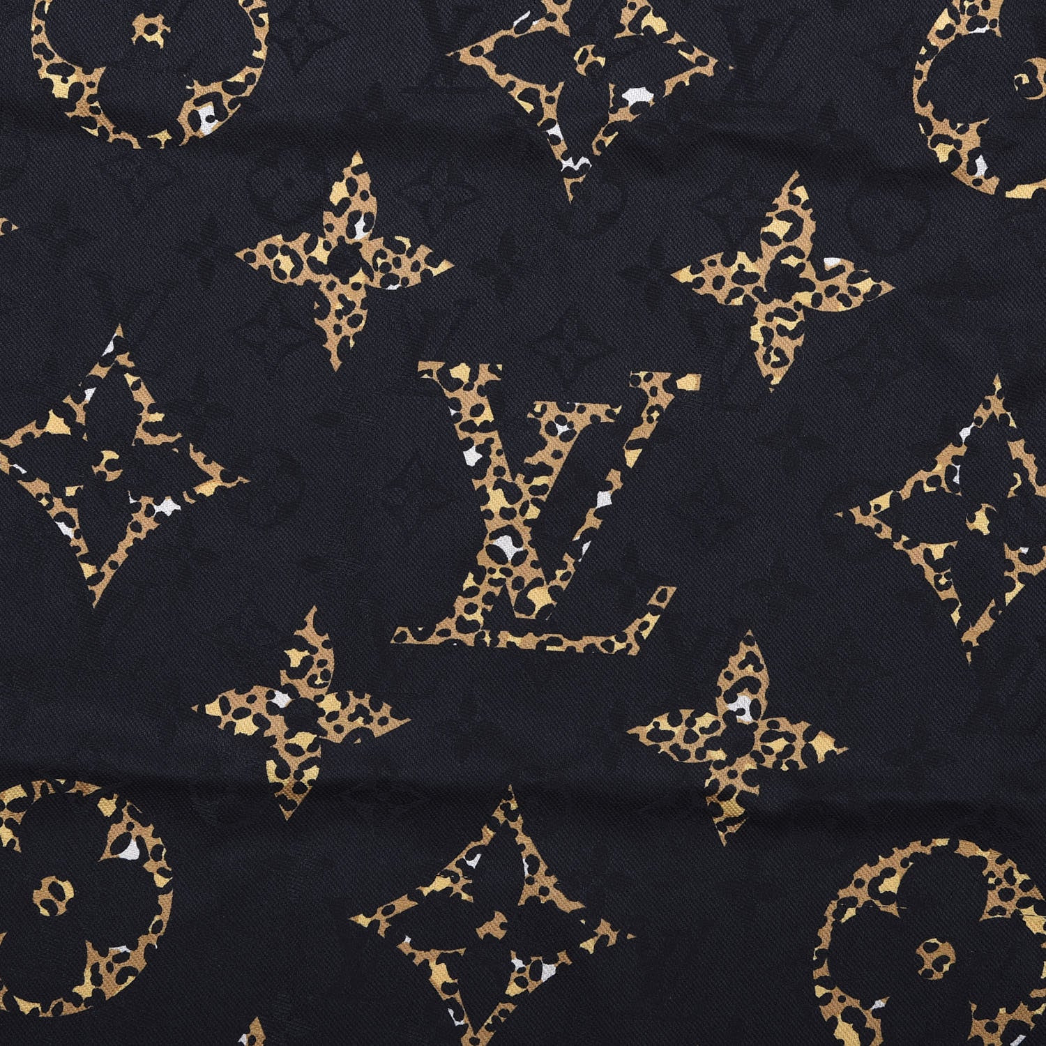 Louis Vuitton Wool Silk Monogram Giant Jungle Shawl Black 3 of 3