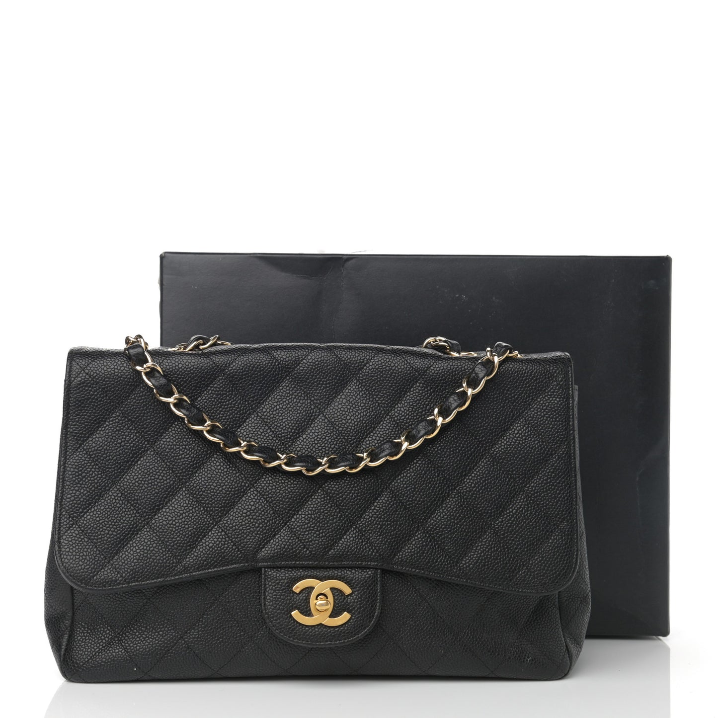 Caviar Quilted Jumbo Single Flap Black