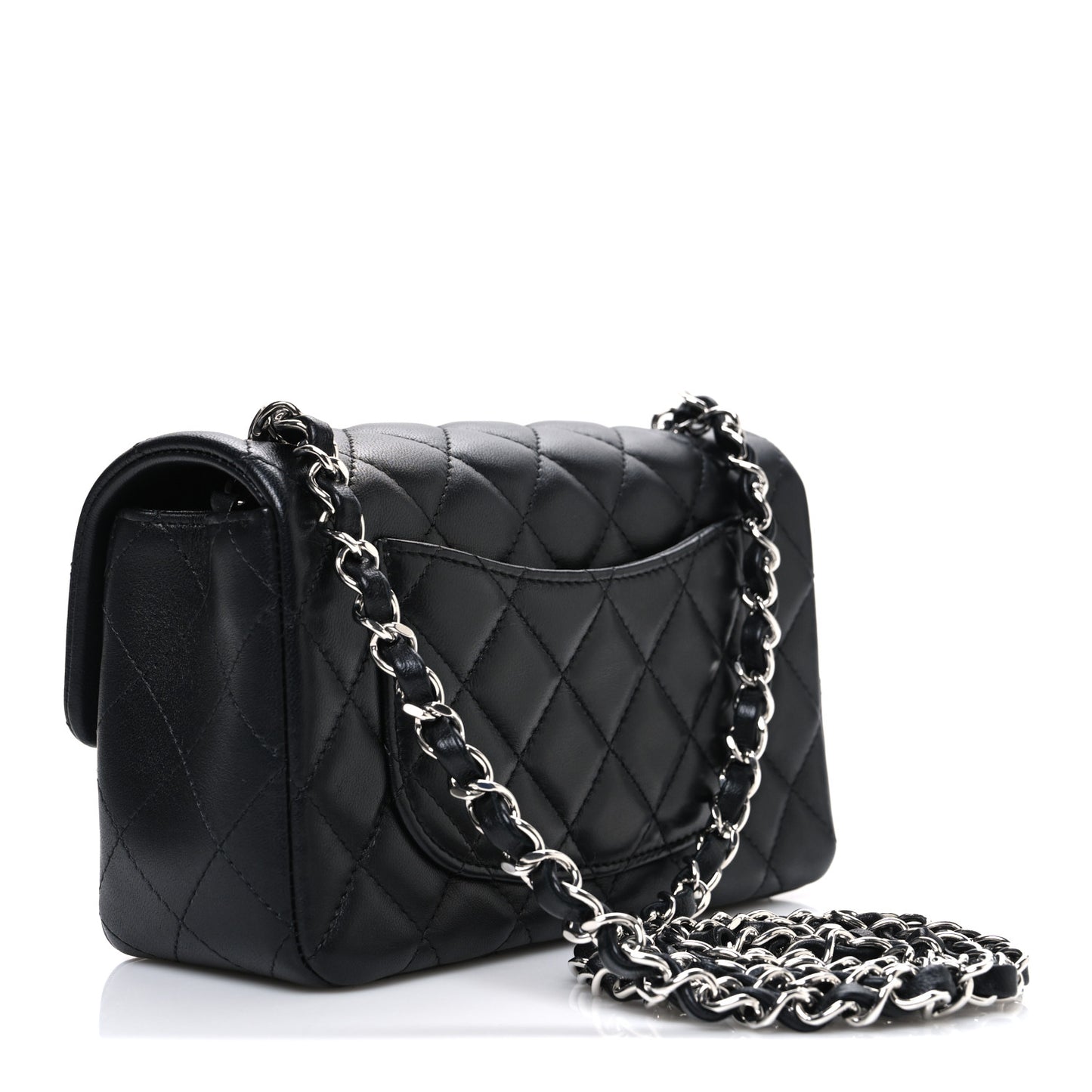Lambskin Quilted Mini Rectangular Flap Black