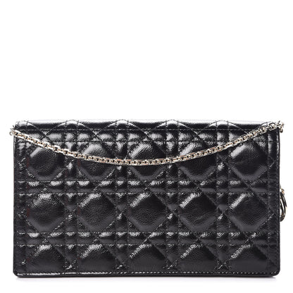 Christian Dior Crinkled Patent Cannage Lady Dior Clutch Black 1 of 10