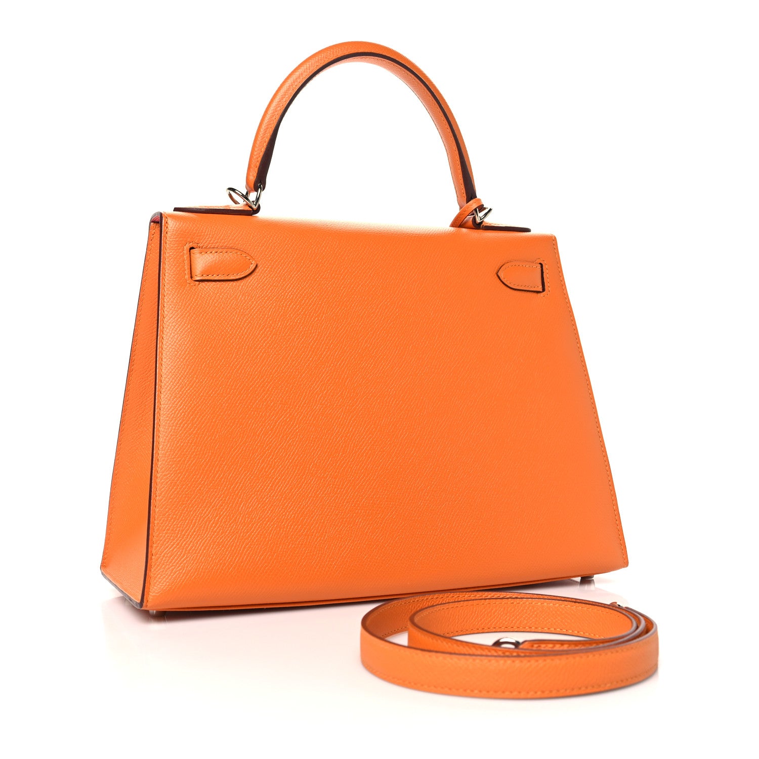 Hermes Epsom Chevre Mysore Kellygraphie Lettre R Kelly Sellier 28 Abricot Brique Feu 3 of 11