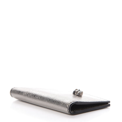 Alexander McQueen Metallic Calfskin Skull Bi Fold Card Holder Silver 4 of 9