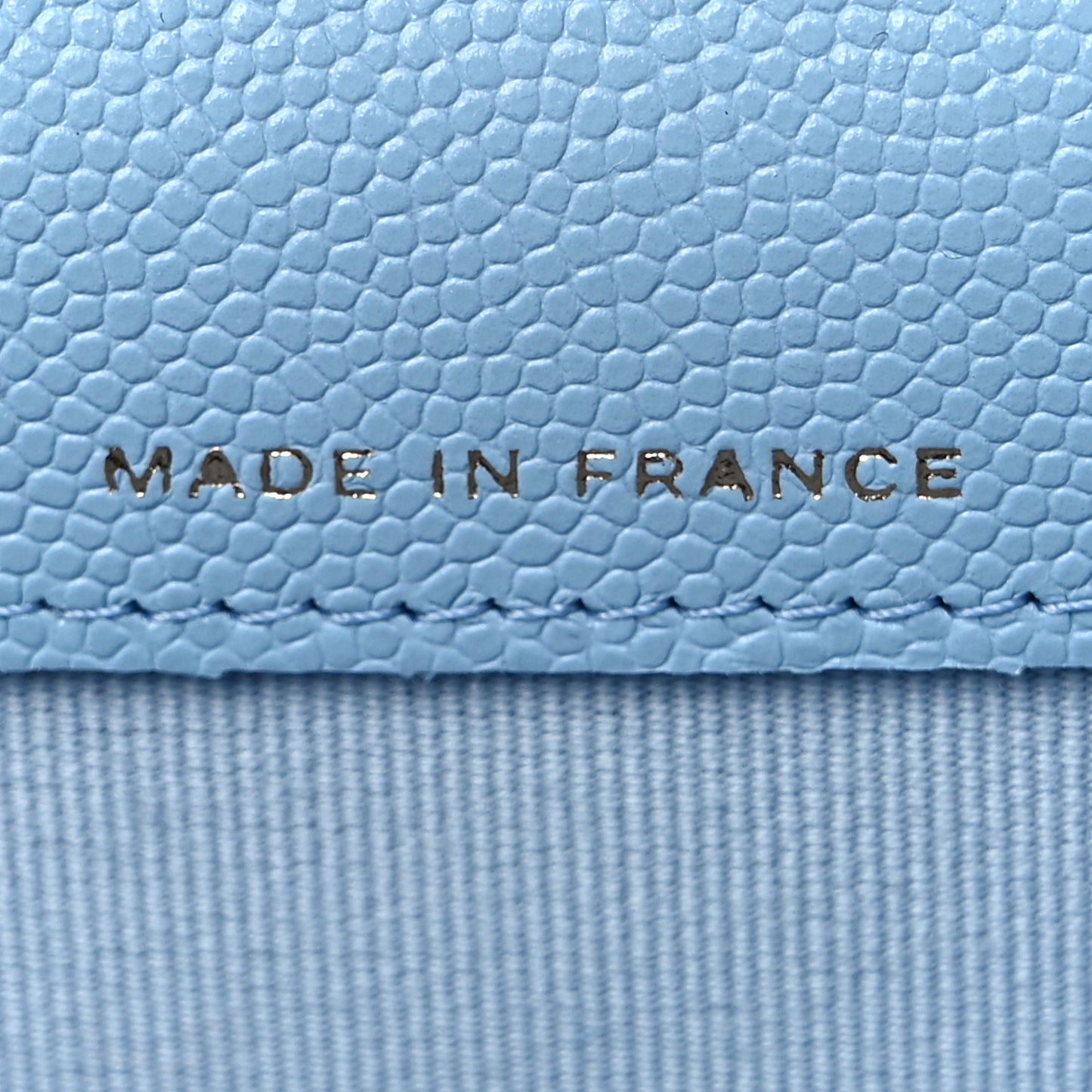 Caviar Quilted Flap Card Holder Wallet Light Blue