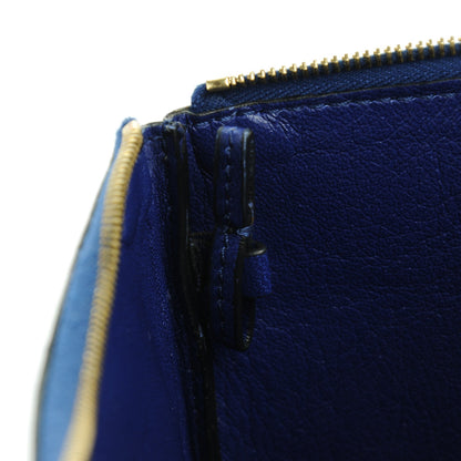 Celine Lambskin Bi-Color Solo Clutch Pouch Royal Blue Burgundy Brown 7 of 9