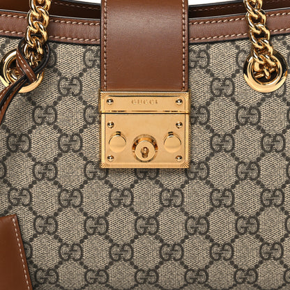Gucci GG Supreme Monogram Calfskin Small Padlock Tote  Beige Ebony Tuscany 8 of 12