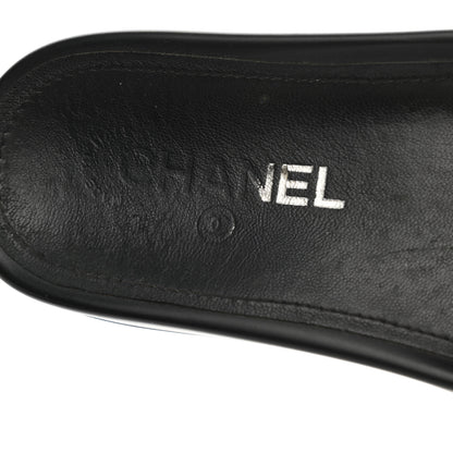 Chanel Tweed Lambskin Chain Flat Sandals 35 Black Multicolor 8 of 14
