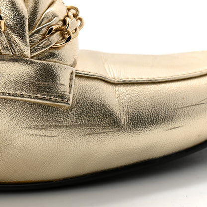Chanel Metallic Lambskin Chain Braided Mules 37.5 Light Gold 11 of 14