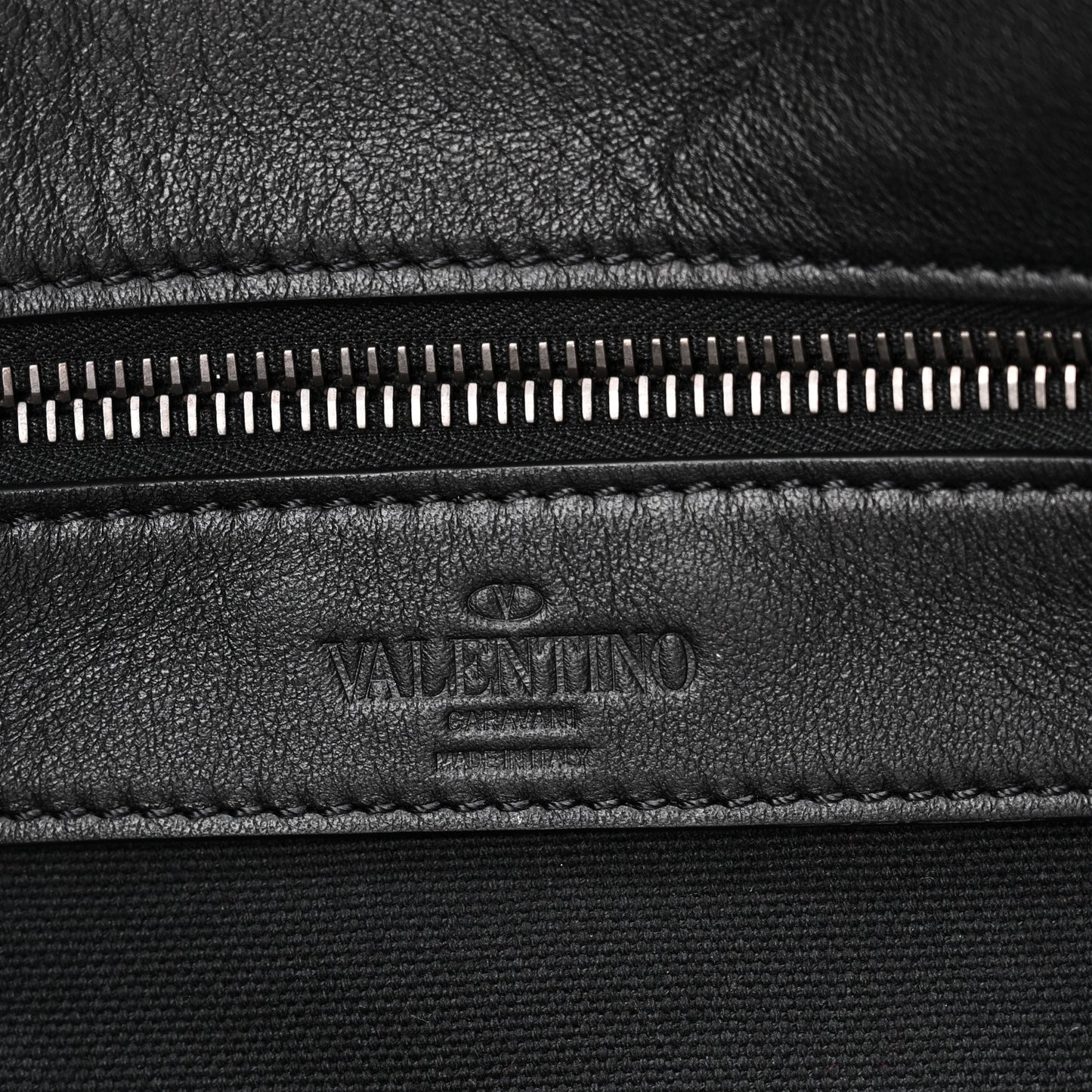 Grained Calfskin Rockstud Travel Tote Bag Black