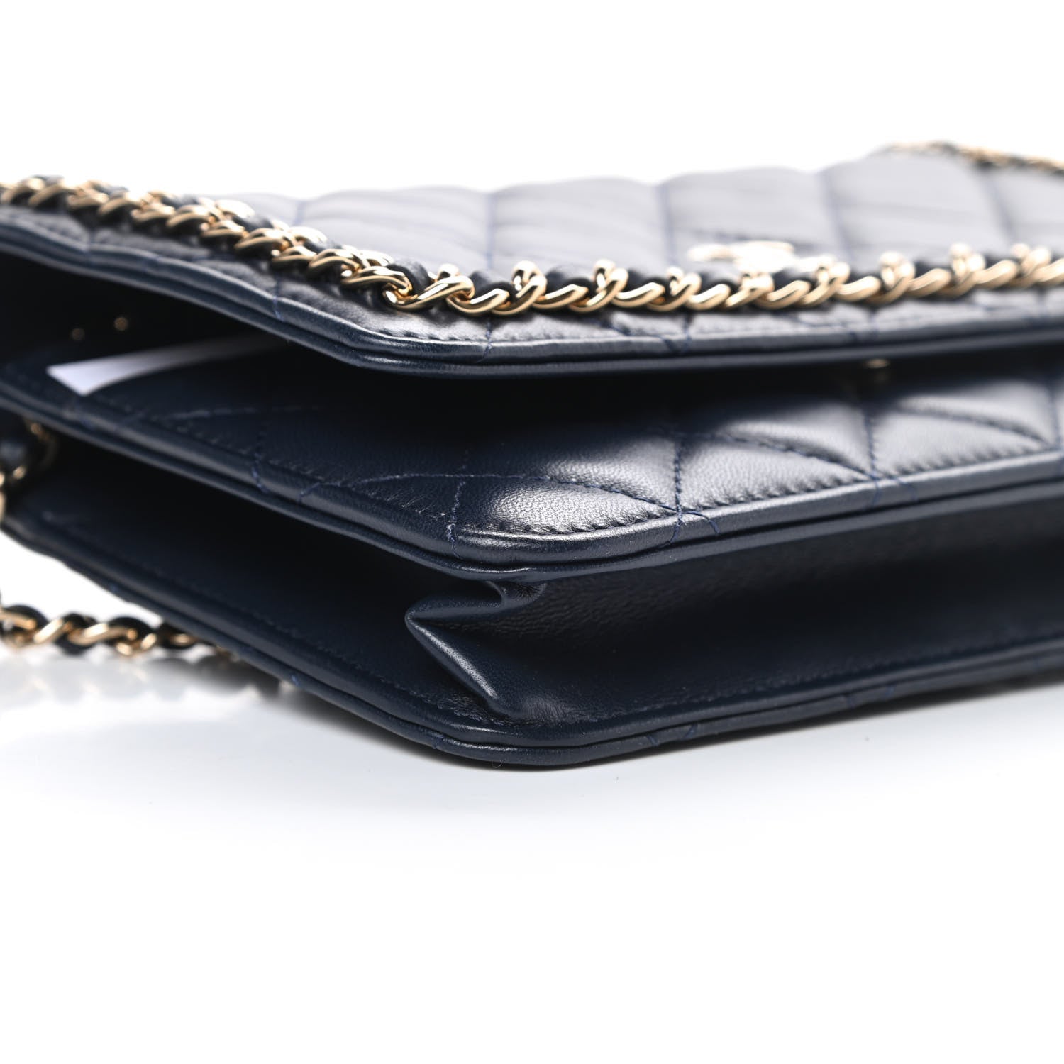 Chanel Lambskin Quilted Chain Around Wallet On Chain WOC Navy Blue 10 of 13