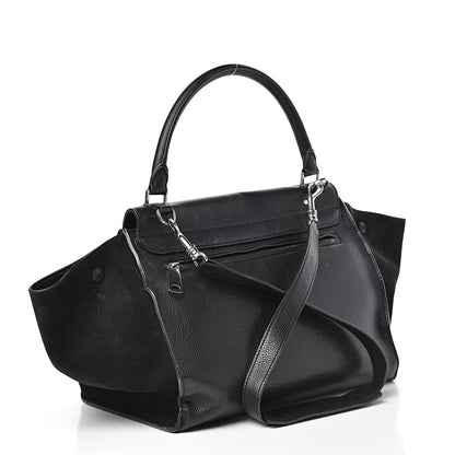 Celine Drummed Calfskin Suede Medium Trapeze Black 3 of 18