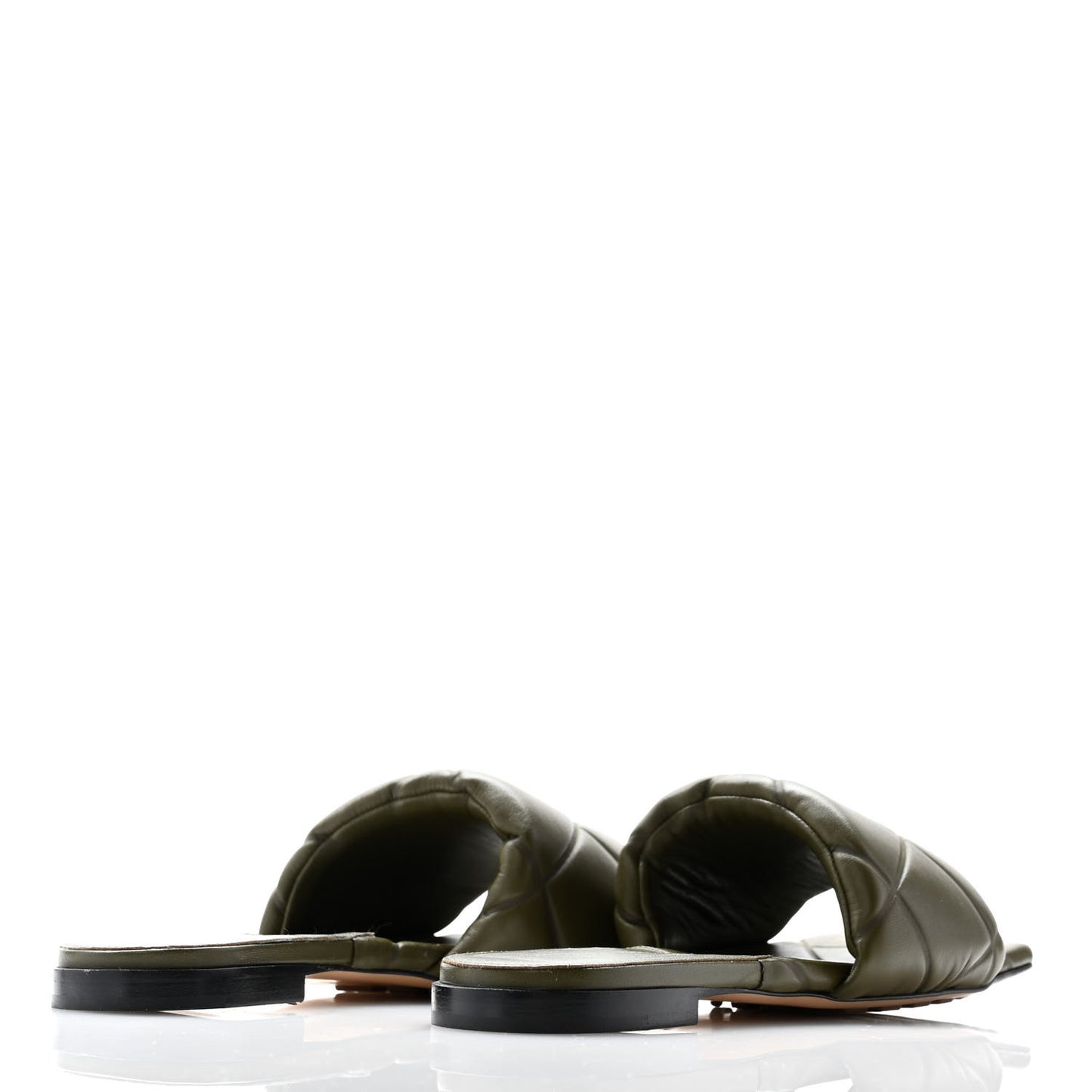 Nappa Quilted Rubber Lido Flat Sandals 37.5 Khaki