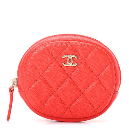 Chanel Caviar Quilted Zip Around Classic Coin Purse Red 1 of 10