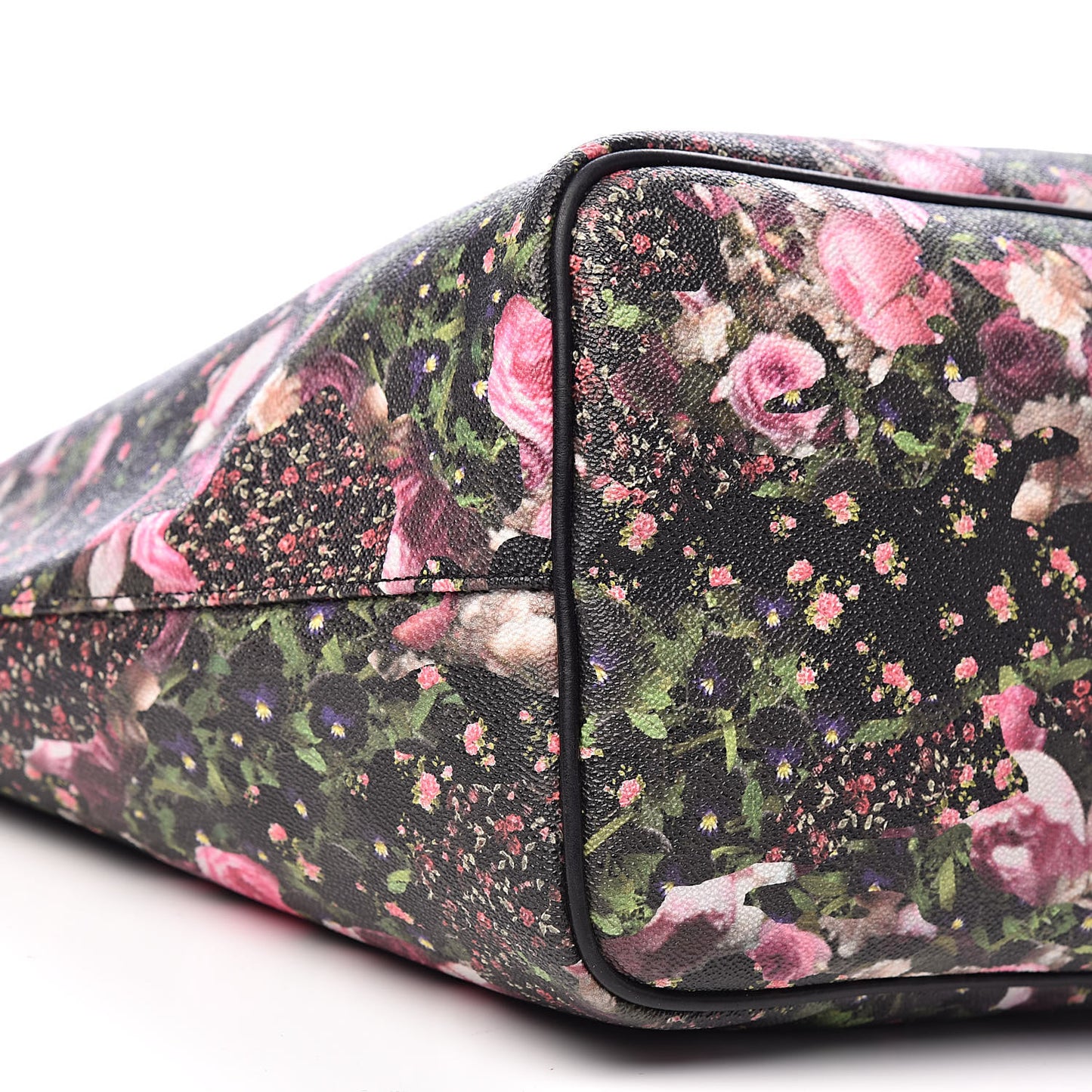 Textured Coated Canvas Roses Camouflage Print Large Antigona Tote Black