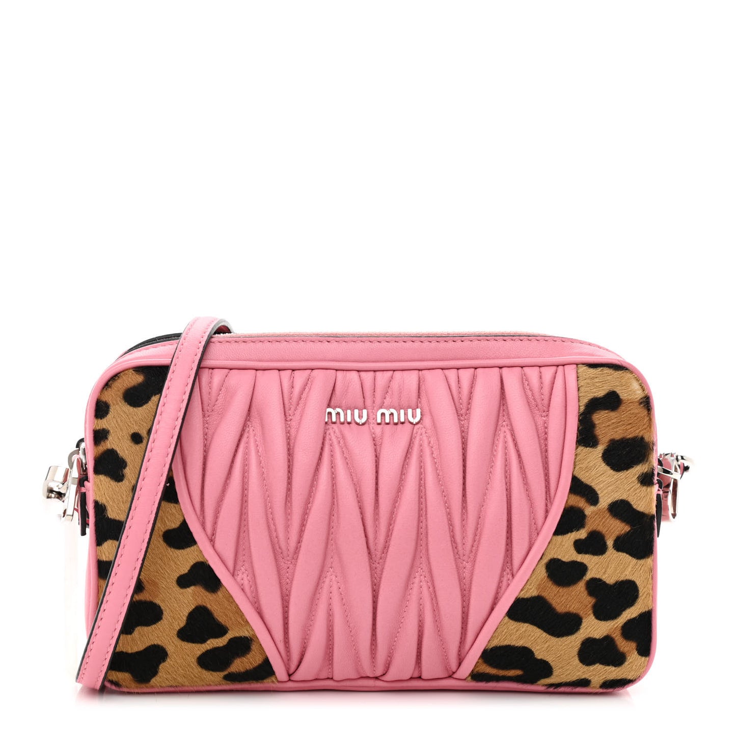 Nappa Matelasse Cavallino Patch Double Zip Shoulder Bag Miele Moro