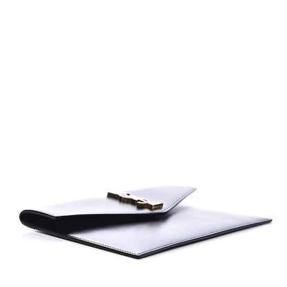 Saint Laurent Smooth Shiny Calfskin Monogram Uptown Pouch Black 4 of 7