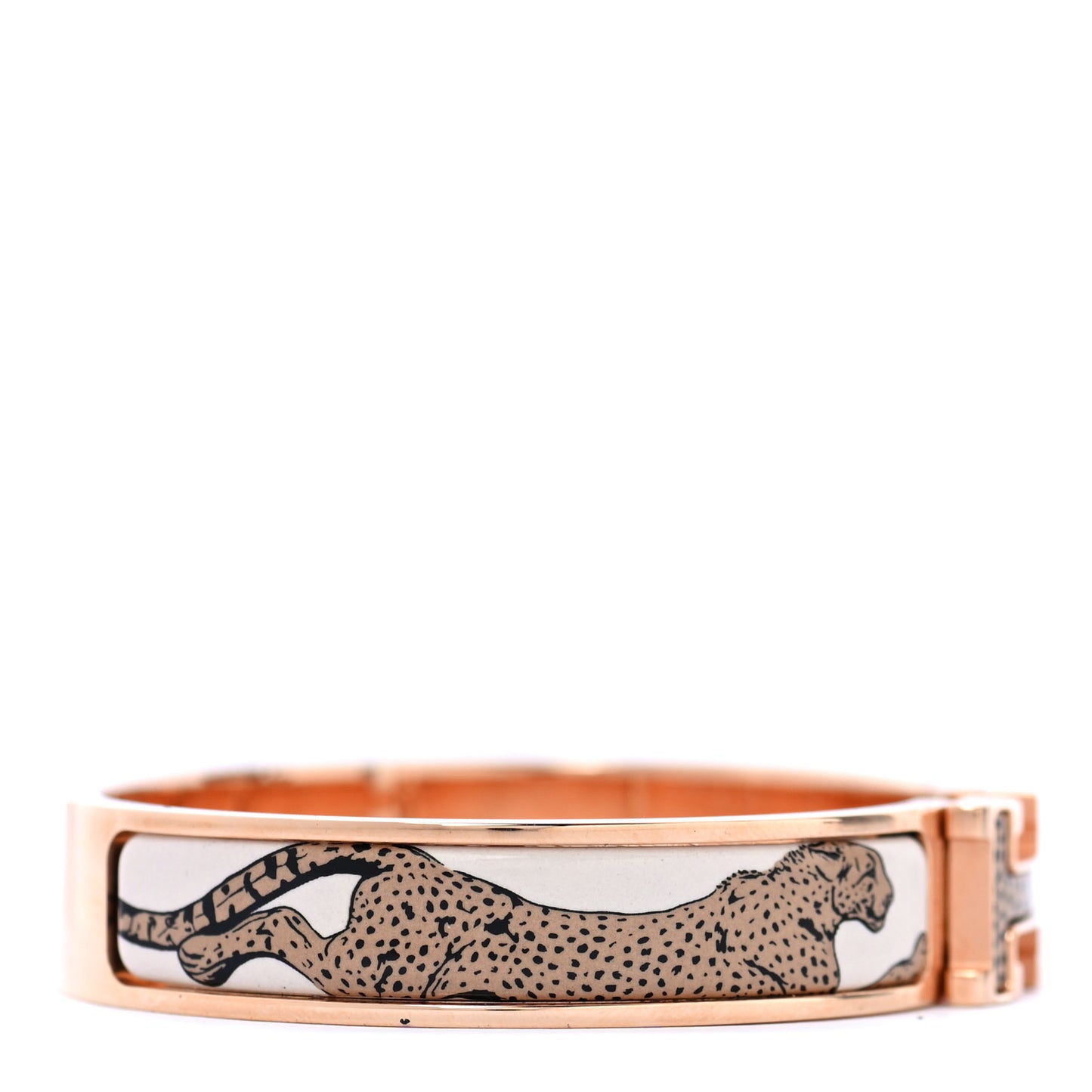 Enamel Narrow Print Guepards Clic Clac H Bracelet PM Sable