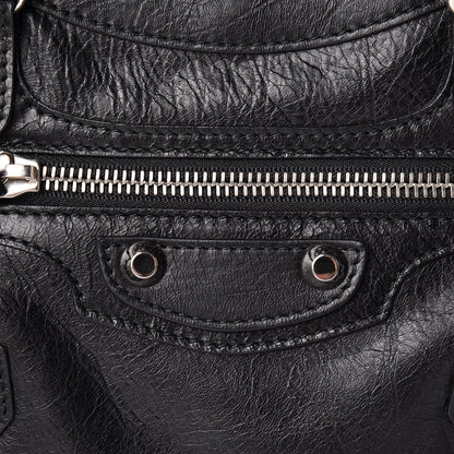 Balenciaga Agneau Classic Silver Hardware Mini City Logo Strap Black White 8 of 11