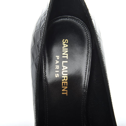 Saint Laurent Calfskin Crocodile Embossed Opyum 110 Pumps 36.5 Black 6 of 9